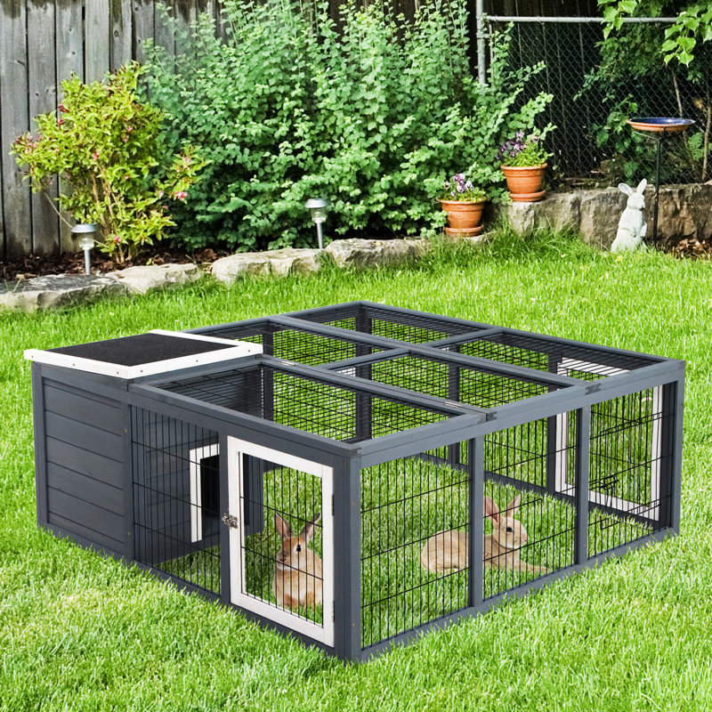 Cage grise, avec un design réfléchi pour l'intimité et le jeu des animaux de compagnie, imperméable pour petits lapins, pratique et utile