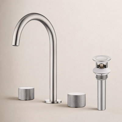 Circular X Widespread Faucet with Drain