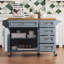 52'' Kitchen Island With Drop Leaf, Embossed Texture Kitchen Island On Wheels With Spice Rack, Towel Rack, 2 Doors And 5 Drawers-1221457664