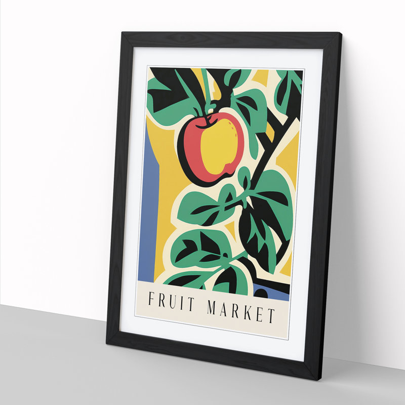 Apple Fruit Market Exhibition Vol.5 - Single Picture Frame Print on Wood, 34cm H x 25cm W x 2cm D