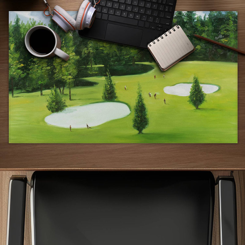 Golf course with mountains view - 14.00"x24.25" Desk mat