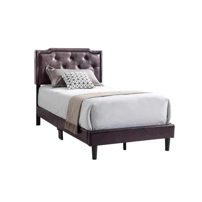 Upholstered Panel Bed, Twin, Cappuccino