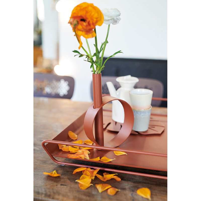 Alto Stainless Steel Decorative Tray, Red Ochre, 3.5" H x 21" W x 15" D