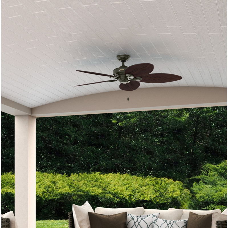 Ventilateur de plafond d'extérieur à 5 pales 54 pouces avec chaînette Bayview, Or provençal