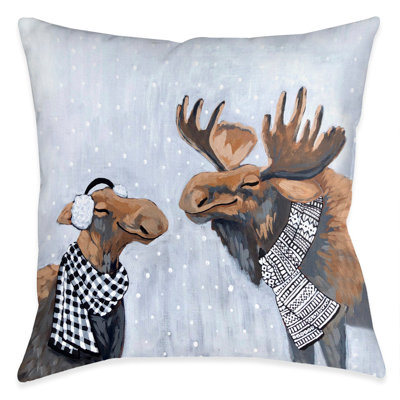 Moose Snow Day Throw Pillow