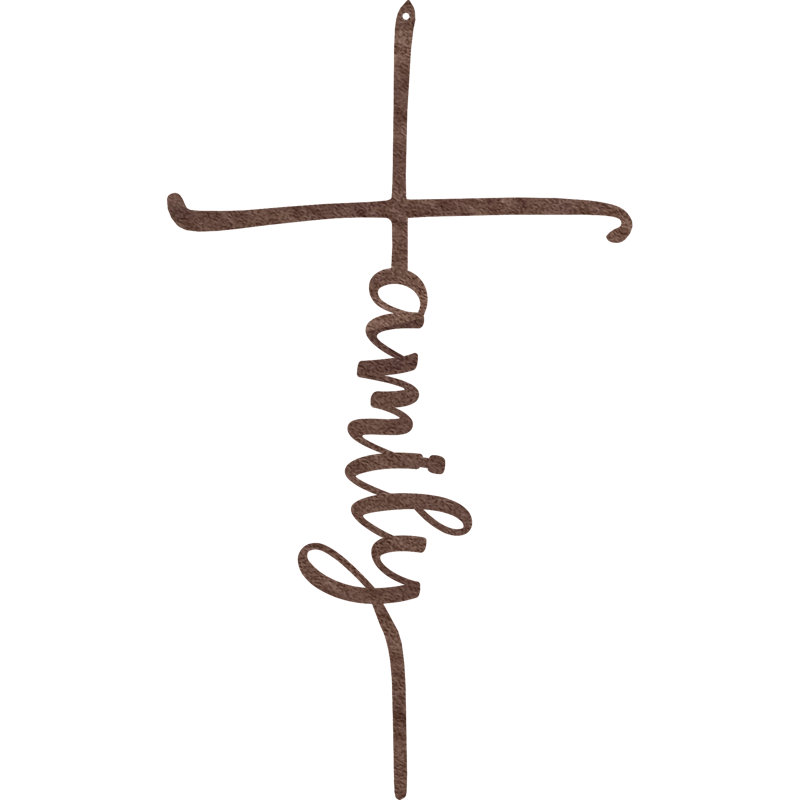 Family Cross Wall Décor, Copper, 18" H x 10.5" W x 0.06" D