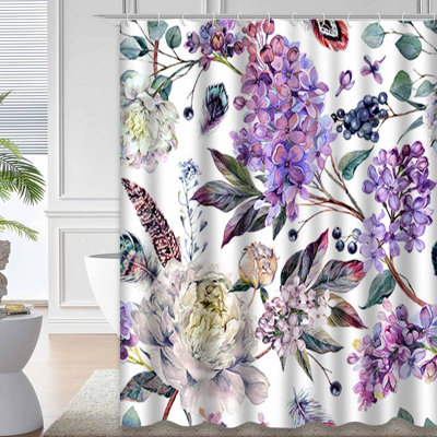 Purple Waterproof Shower Curtain,Shower Curtains for Bathroom with 12 Hooks