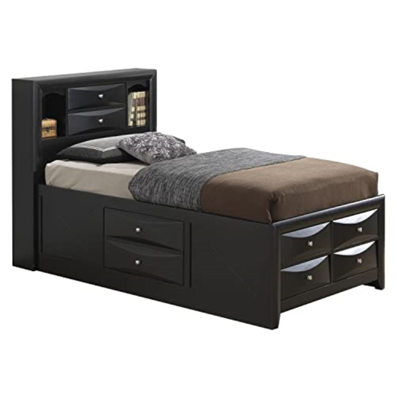 Storage Platform Bed, Black, Twin