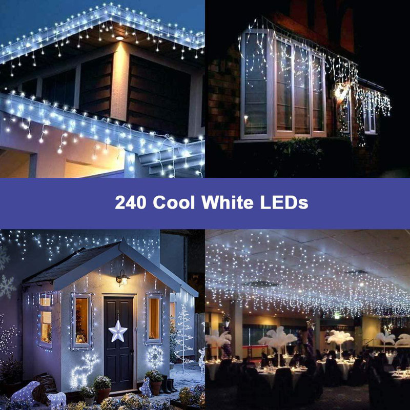 LED Indoor / Outdoor Icicle Light, 10cm H x 19cm L x 4cm D, Cool White