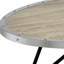 Table basse ovale en chêne gris vieilli et noir avec construction décor industriel rustique