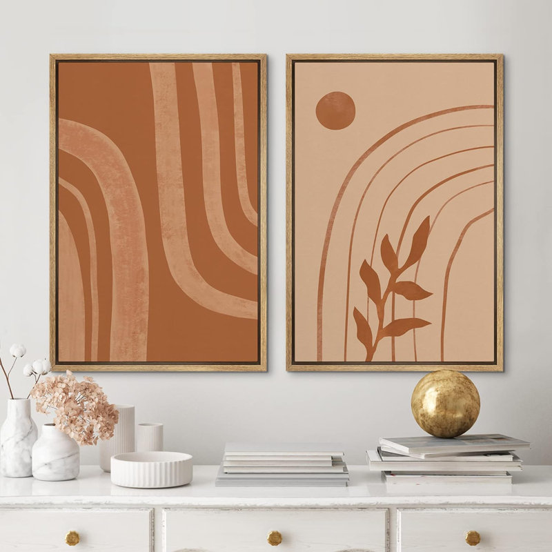 «Dark Geometric Spiral Wave Collage», 2 pièces, Naturel, H 24 po x l 16 po