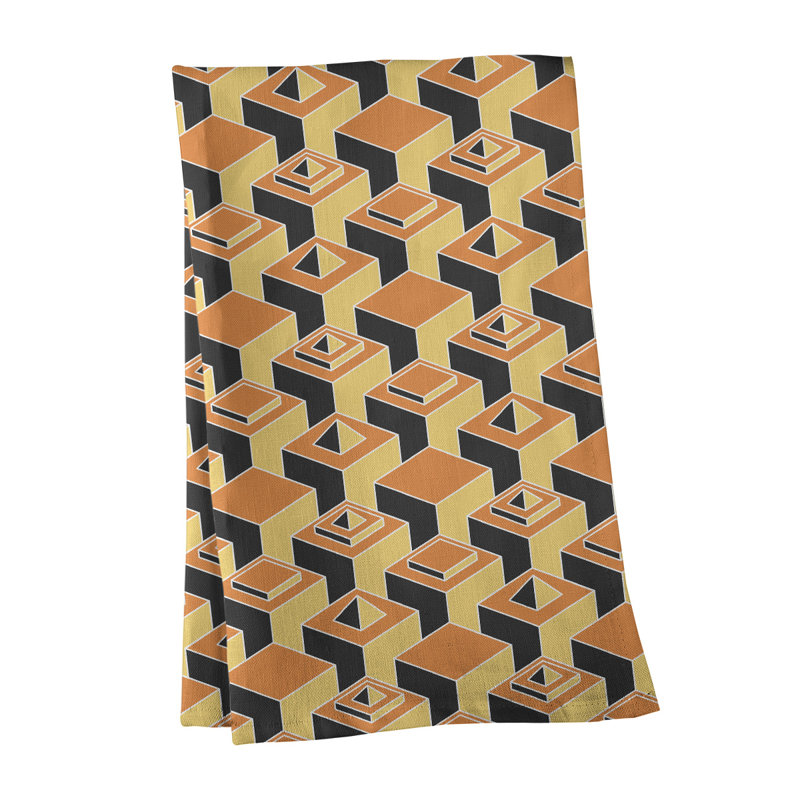 Serviette de thé skyscrapers Patricia Geoffrey, Jaune / Gris, Sergé de coton