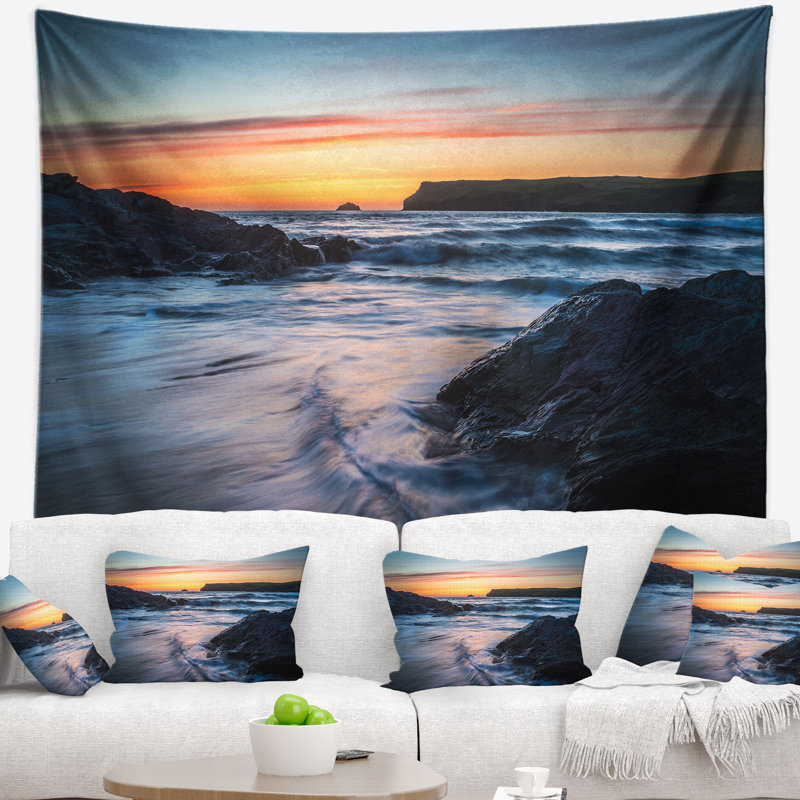 Tapisserie «Seascape Sunset» à Polzeath Beach, H 78 po x l 92 po