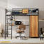 Lit mezzanine simple avec bureau en L et garde-robe-1056070500