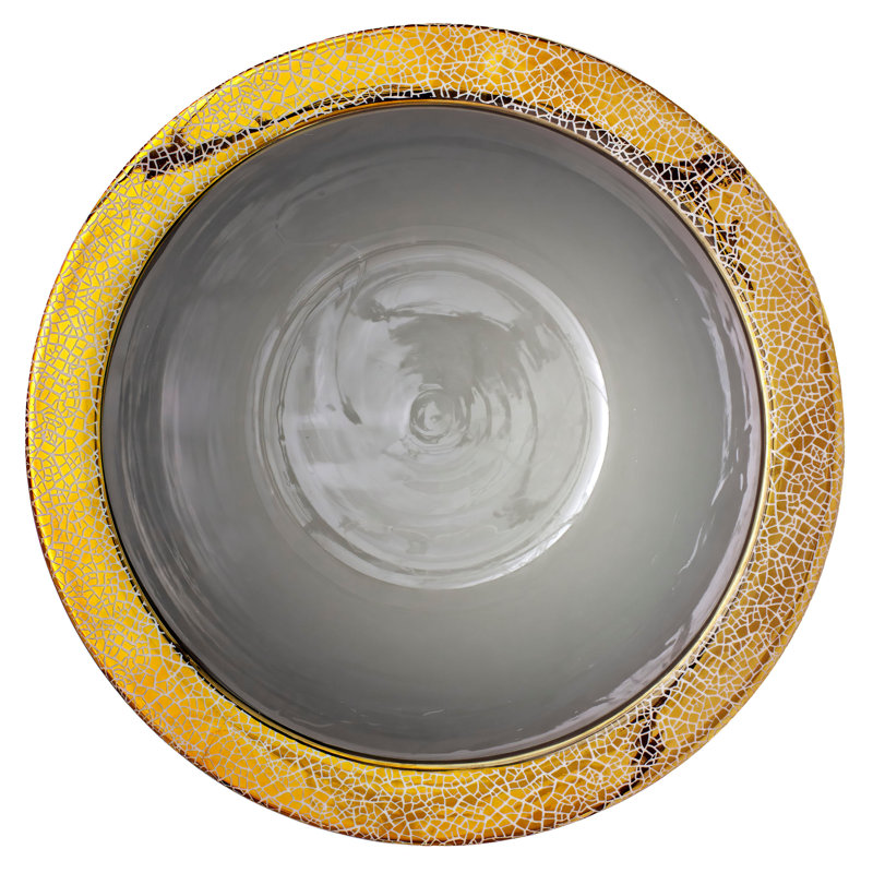 14" Sky Blue Fishbowl, 10.5" H X 14.5" W X 14.5" D, Gold