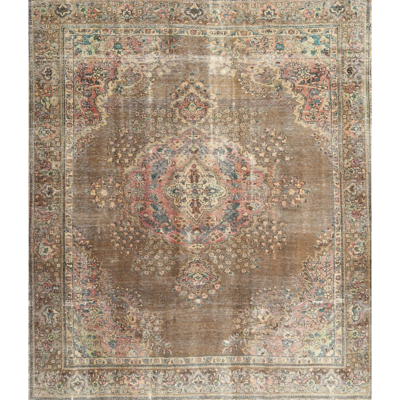 Tapis brun moyen en laine Mayis, Rond 7 pi