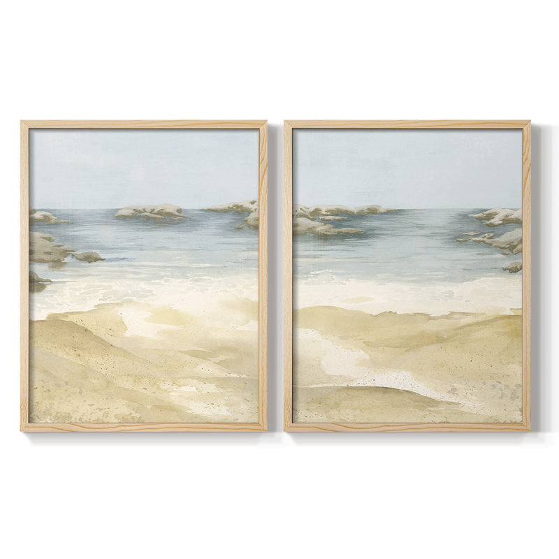 «Tranquil Beach I», reproduction encadrée de qualité supérieure - prête à être accrochée - aucun clou requis - aucun clou requis