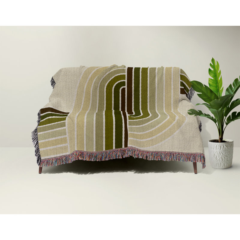 Jeté en mélange de coton Merna, Chartreuse, L 60 po x l 50 po