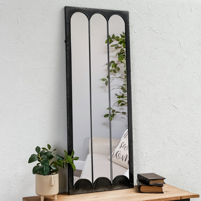 Industrial Window Venetian Distressed Flat Metal Rectangle Full Length Wall Accent Mirror