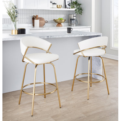 Tabouret de comptoir en métal 26 po avec repose-pieds rond Loehr