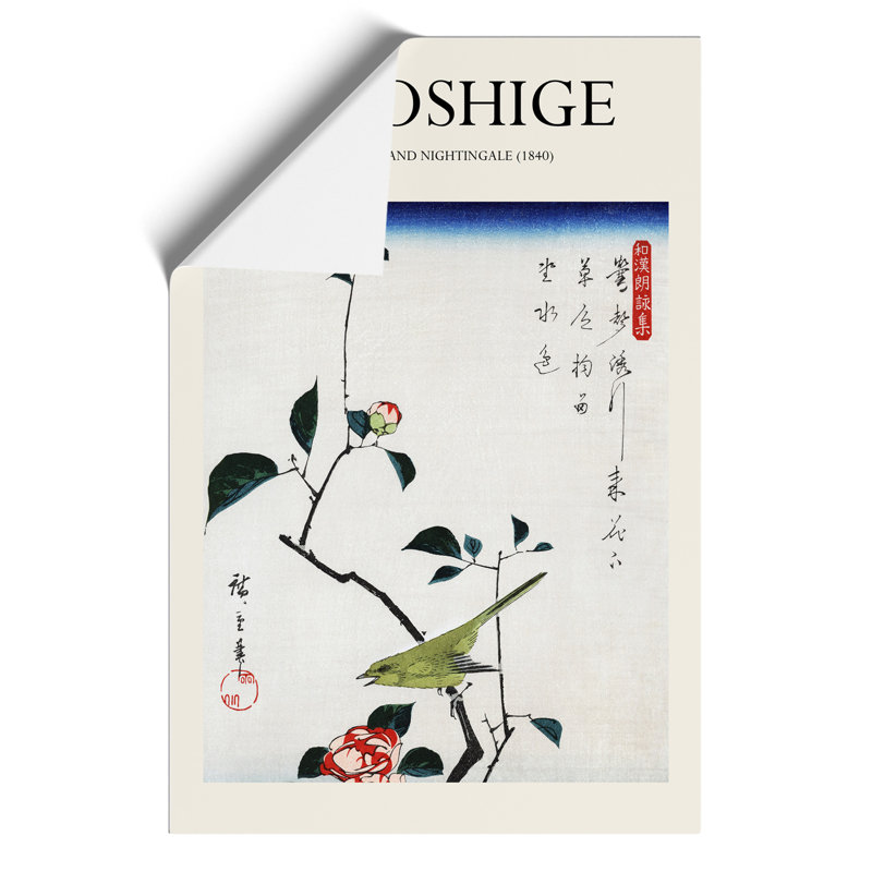 Camellia & a Nightingale Print by Utagawa Hiroshige - Frameless Print, 30cm H x 21cm W x 0.1cm D