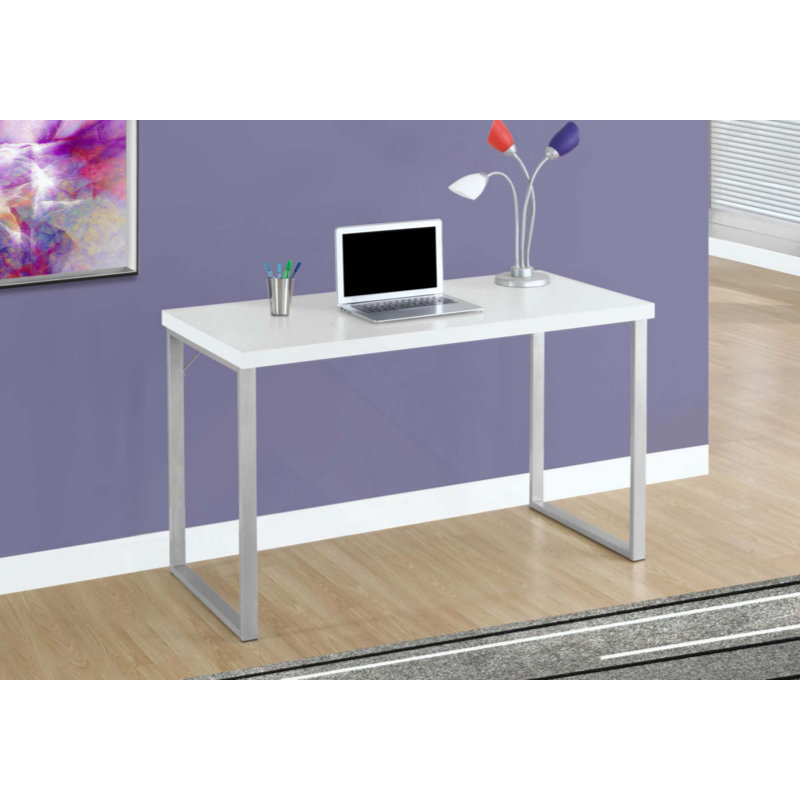 Bureau d'ordinateur, bureau personnel, ordinateur portable, travail, métal, contemporain, moderne