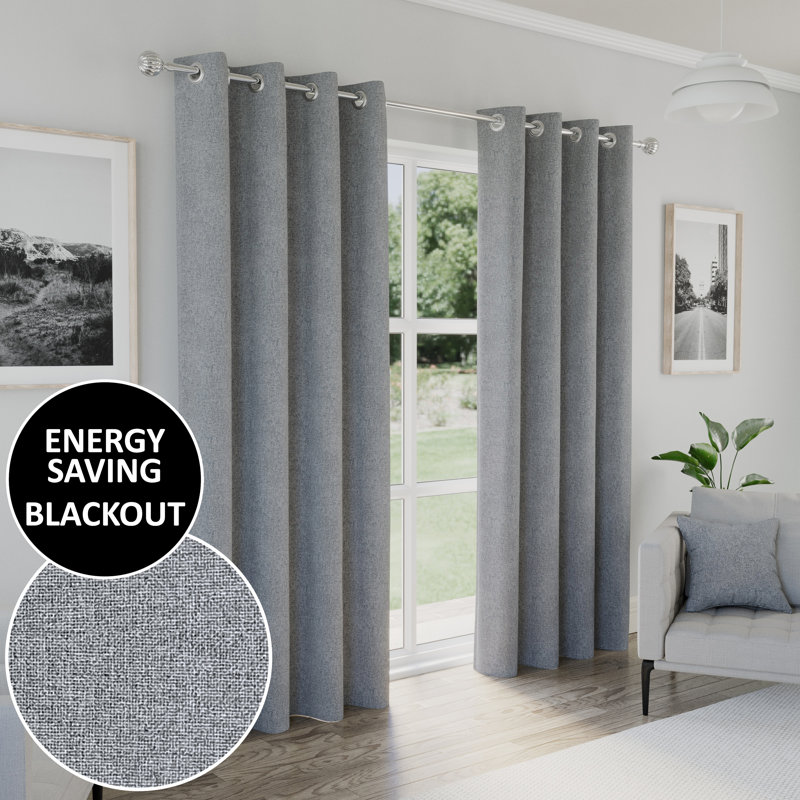 Rodenal Blackout Curtain Pair, Grey, 229cm W x 229cm L