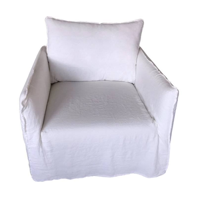 Linen Swivel Slipcovered Armchair