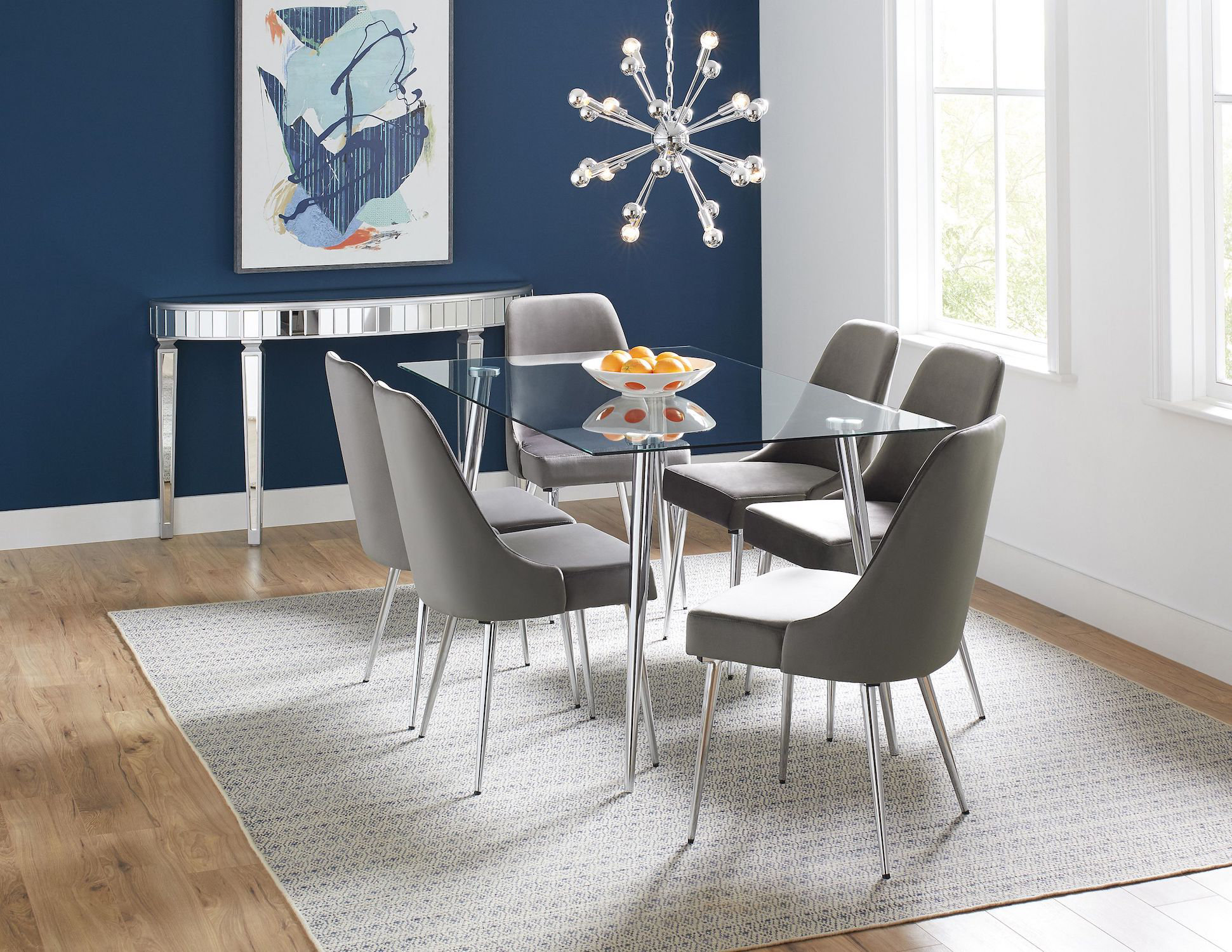 6 person round cheap glass dining table