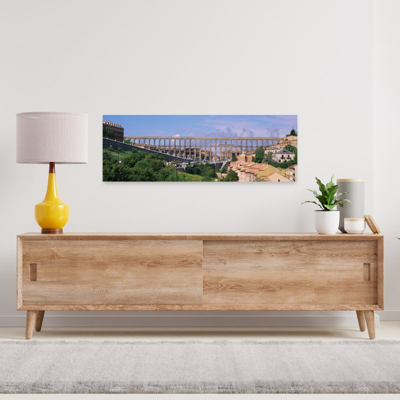 Route sous un aqueduc, Ségovie, Espagne, architecture contemporaine abstraite, art mural, H 12 po x l 36 po