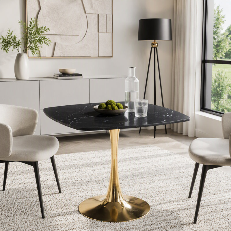 Table tulipe 31,5 pouces, Or + noir mat
