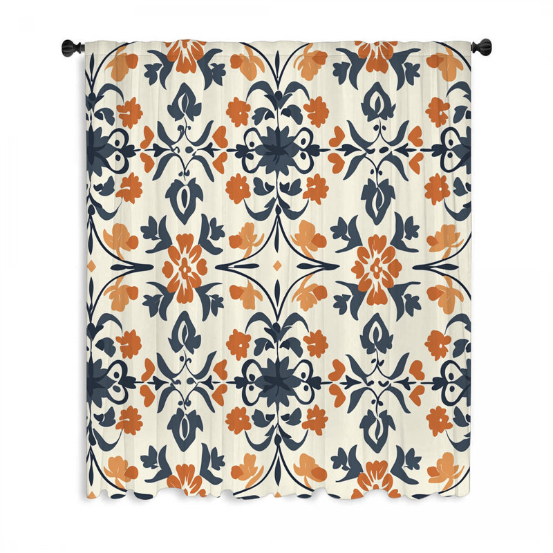 Rideaux à motif floral, occultant botanique et voilages - 1 panneau, L 50 po x L 84 po