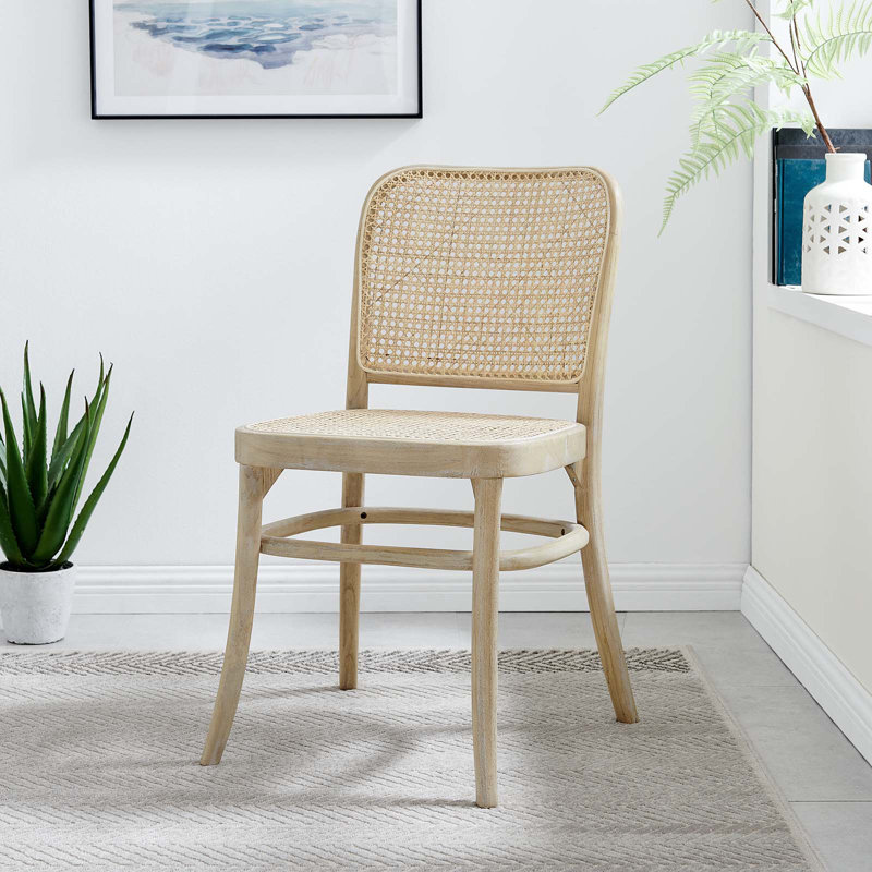 Winona Gray Elm Wood and Cane Side Chair