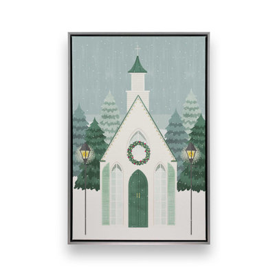«Vintage Winter Church Scene», reproduction d'art sur toile