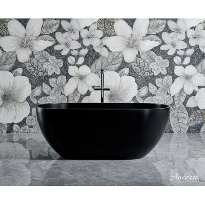 CASCADE 59" Freestanding Solid Surface Bathtub in Black