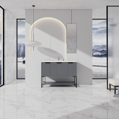Meuble-lavabo autoportant de 48 pouces avec lavabo en résine