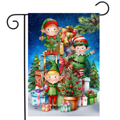 Christmas Santa's Elves Garden Flag 12x18
