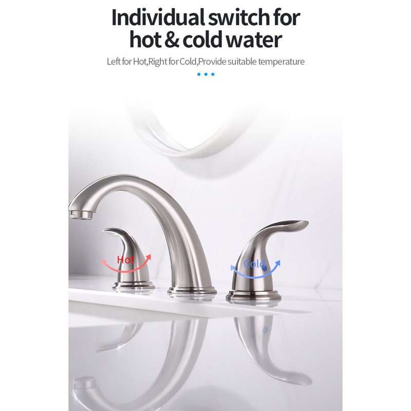 Robinet de lavabo de salle de bain en nickel brossé 8 pouces - cascade 3 trous avec bonde escamotable, tuyau d'alimentation, fabrication en métal