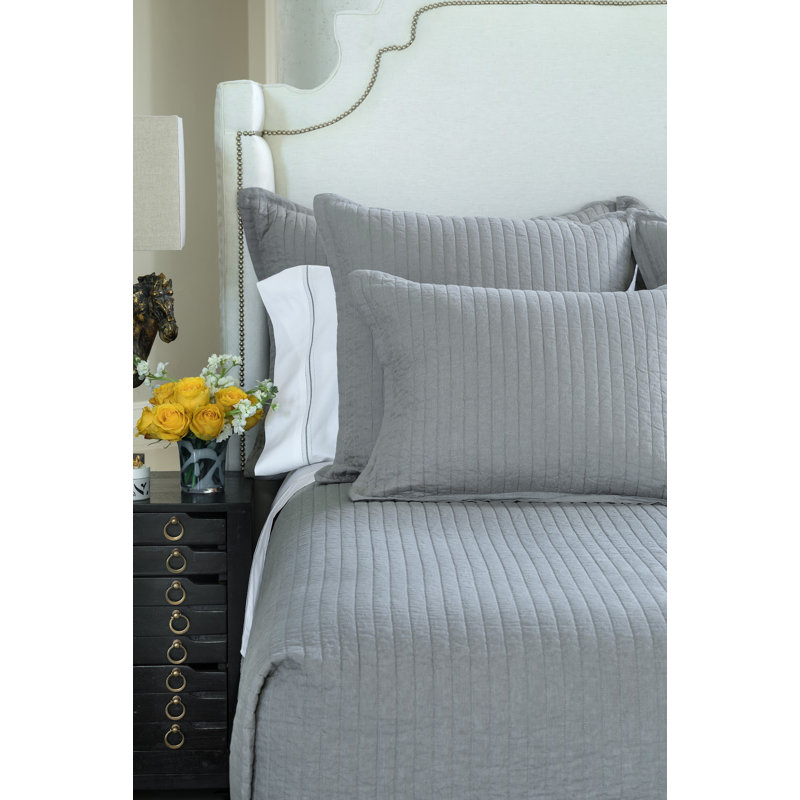 Tessa Linen Euro Pillow Cover & Insert, Light Gray