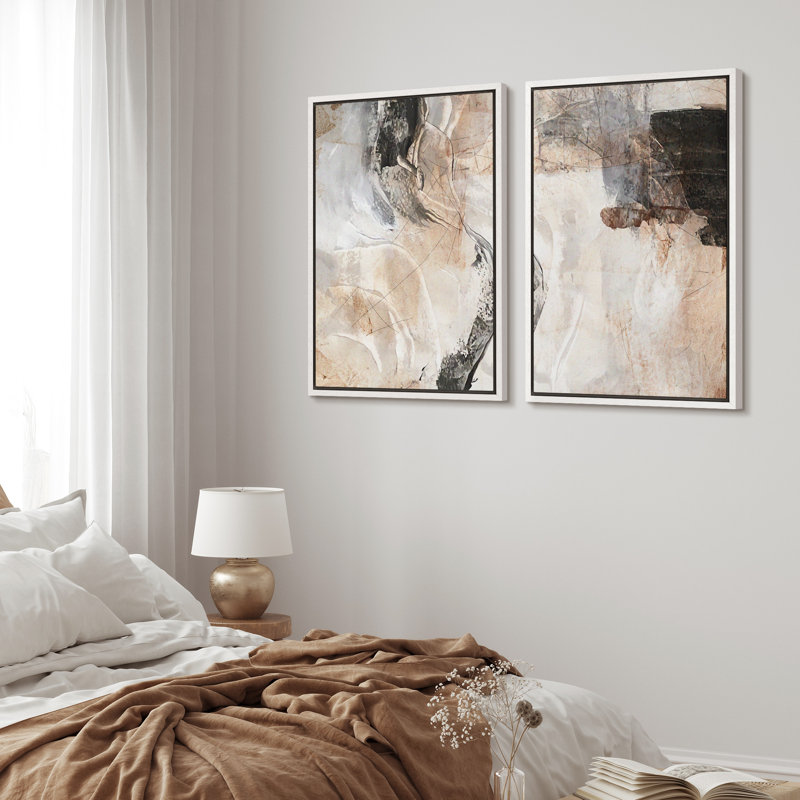 "Grunge Abstract Paint Stroke Effect", impression d'art moderne sur toile, 2 pièces, H 36 po x l 24 po, Blanc