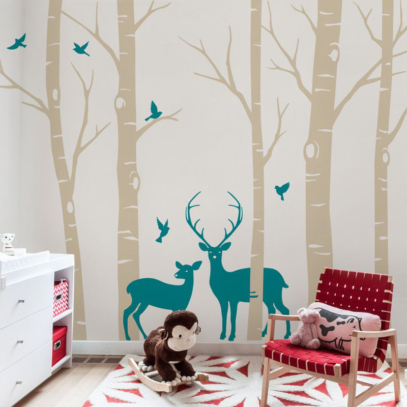 Décalcomanie murale abeille harriet, H 108 po x l 182 po, Beige / bleu sarcelle