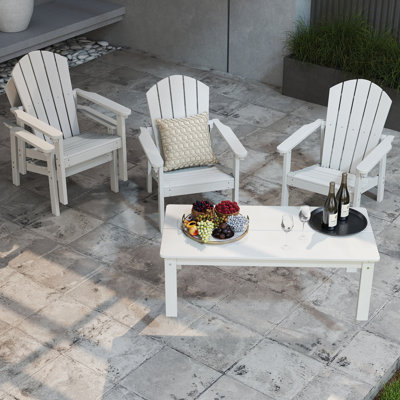 5-piece Hdpe Adirondack Patio Furniture Set - 4 Stackable Chairs & 1 Large Side Table, All-weather, Uv Resistant