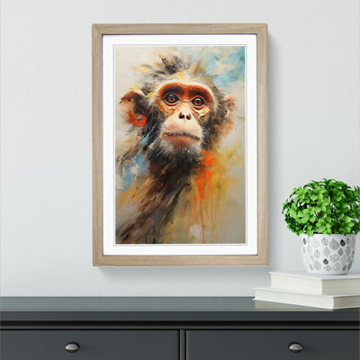 XYZ-FRM-V1223-4537 Monkey Gestural No.2 1 Piece Single Picture Frame Wall Art