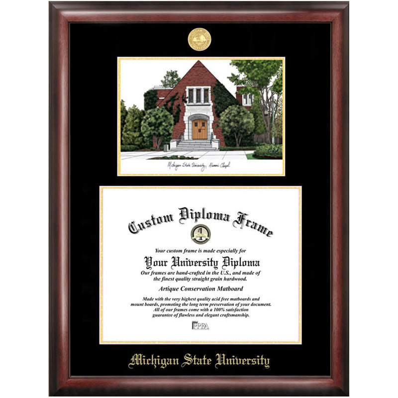 Cadre photo Etian Michigan State University, 8,5 po x 11 po, Brun
