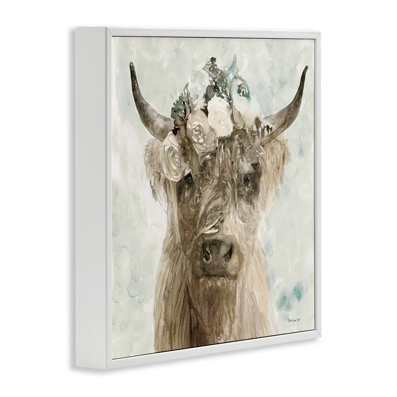 Art de giclée de bison doux avec couronne florale par Stellar Design Studio, H 24 po x l 24 po