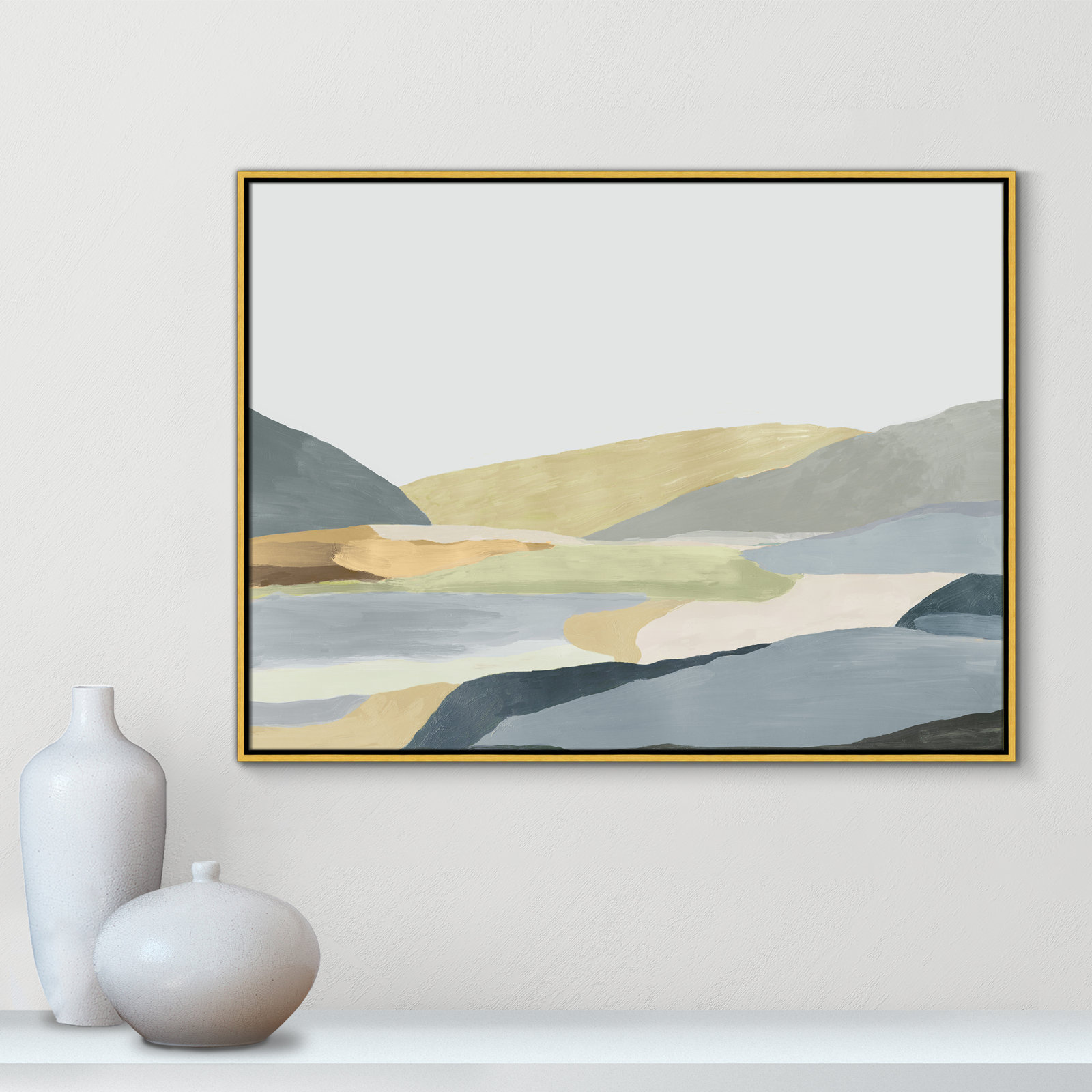Blair "Warm Hills II" Painting, 31.5" H x 41.5" W x 2" D, Gold Canvas