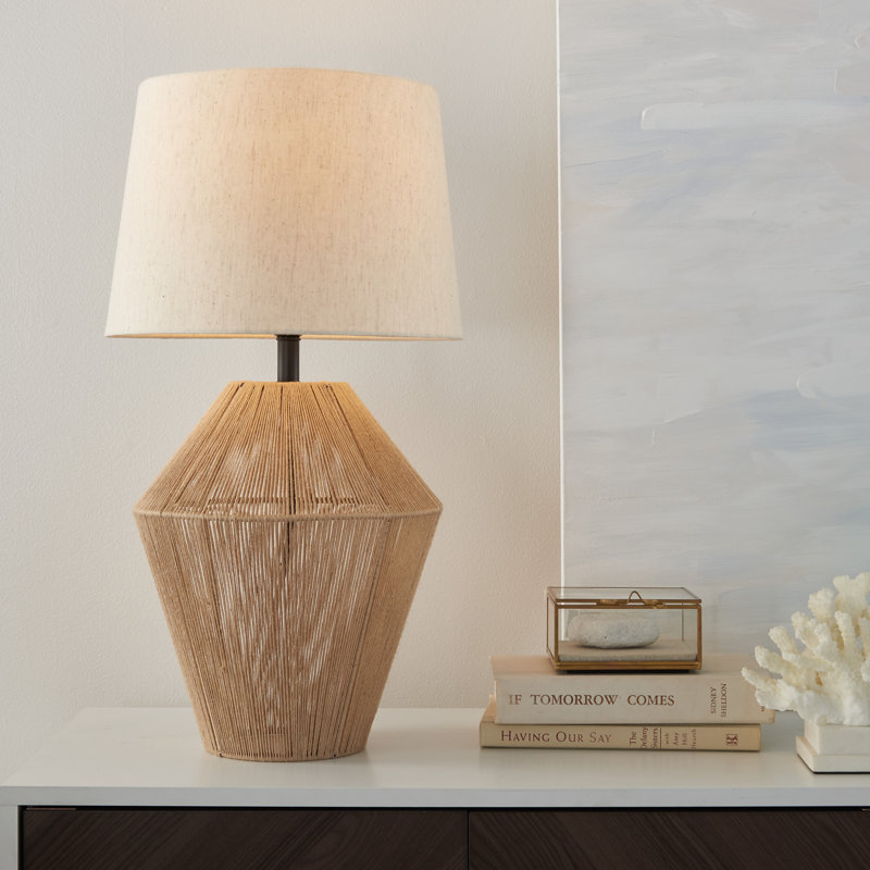 Lampe de table en jute tissé naturel