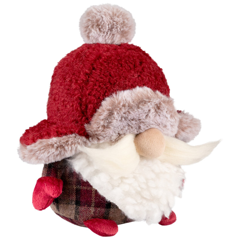 Figurine de Noël gnome en peluche avec chapeau de trappeur - 7,75 po - marron et brun
