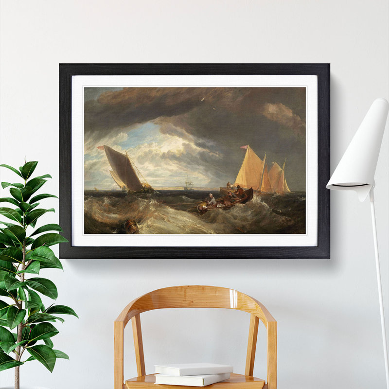 The Junction of the Thames by Joseph Mallord William Turner - Picture Frame Painting, 36cm H x 48cm W x 2cm D, Black