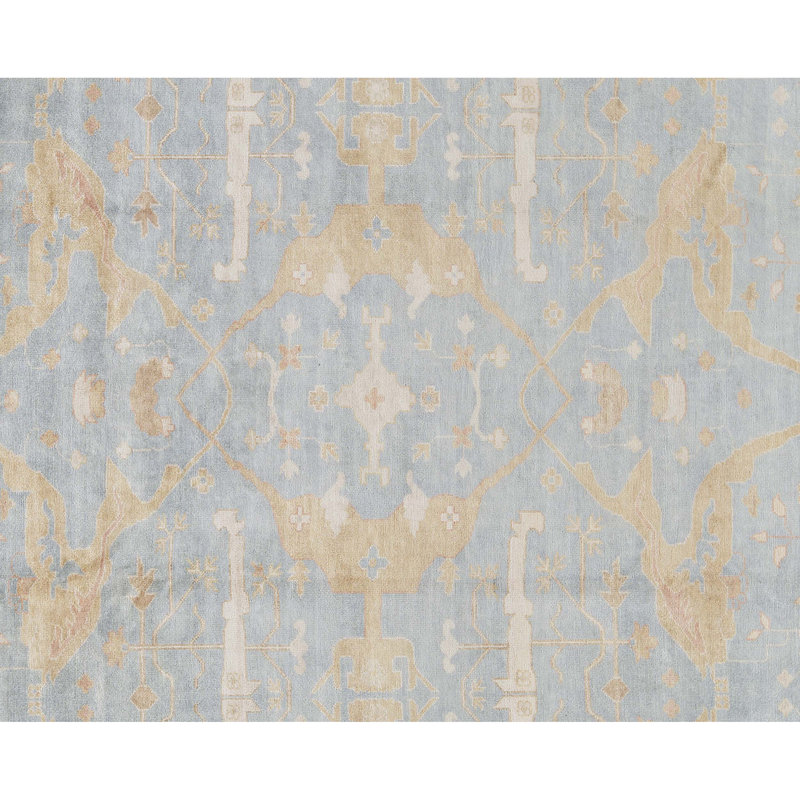 Demirji Wool Oriental Area Rug in Blue/Gold, Rectangle 6'2" x 8'10"
